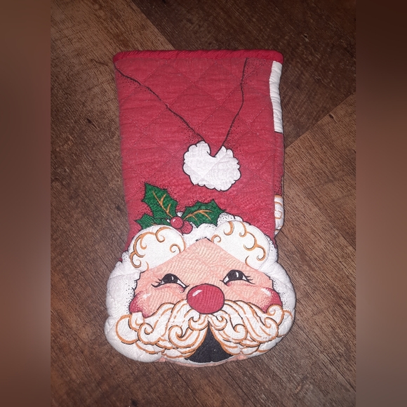 Vintage Santa Claus Quilted Christmas Oven Mitt - Picture 1 of 9